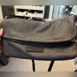 Liebeskind Leather fold over Bag, with dust cover. Grey leather.